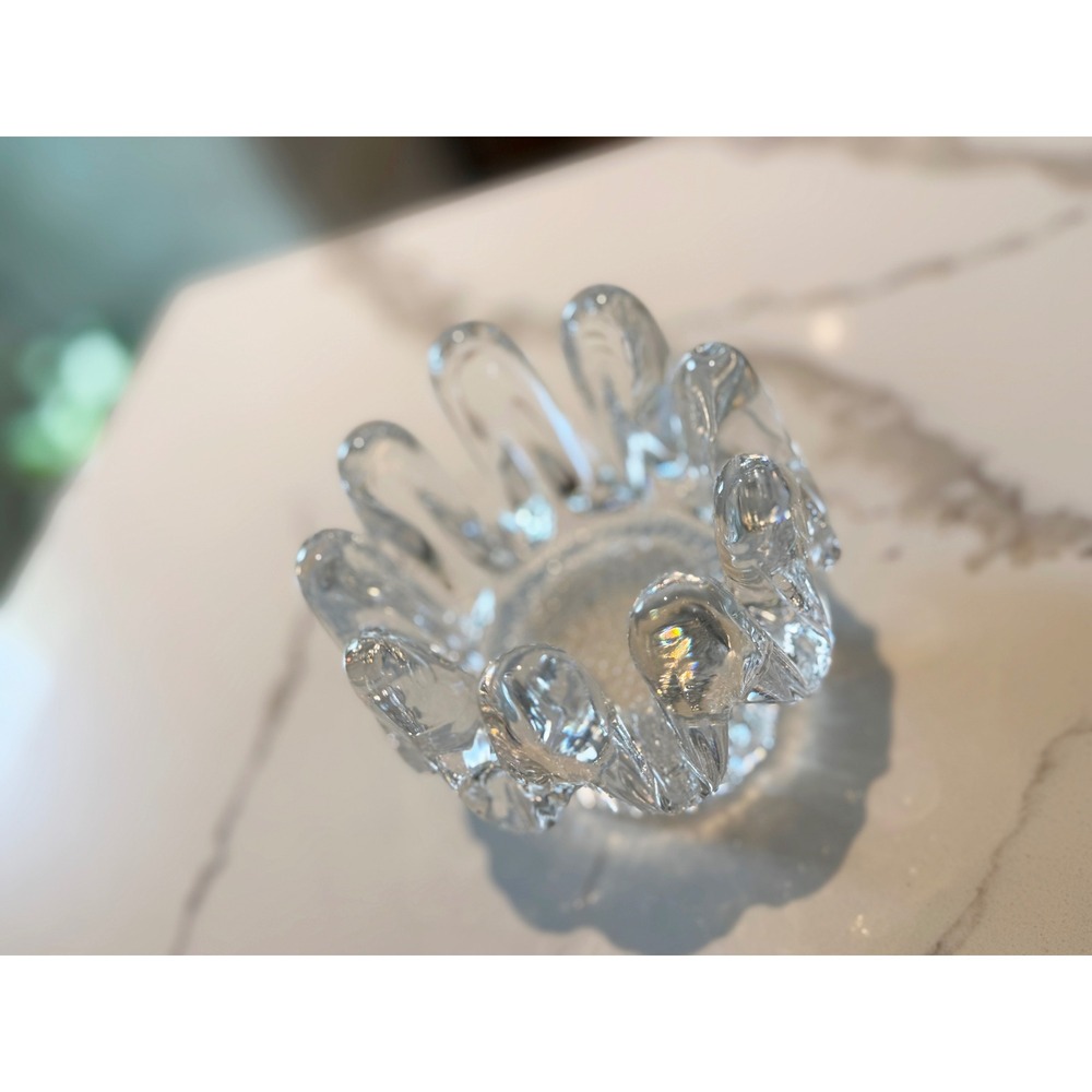 Kosta Boda Sunflower Candleholder Goran Warff 1970s Swedish Art Glass Clear MCM - Picture 6 of 16